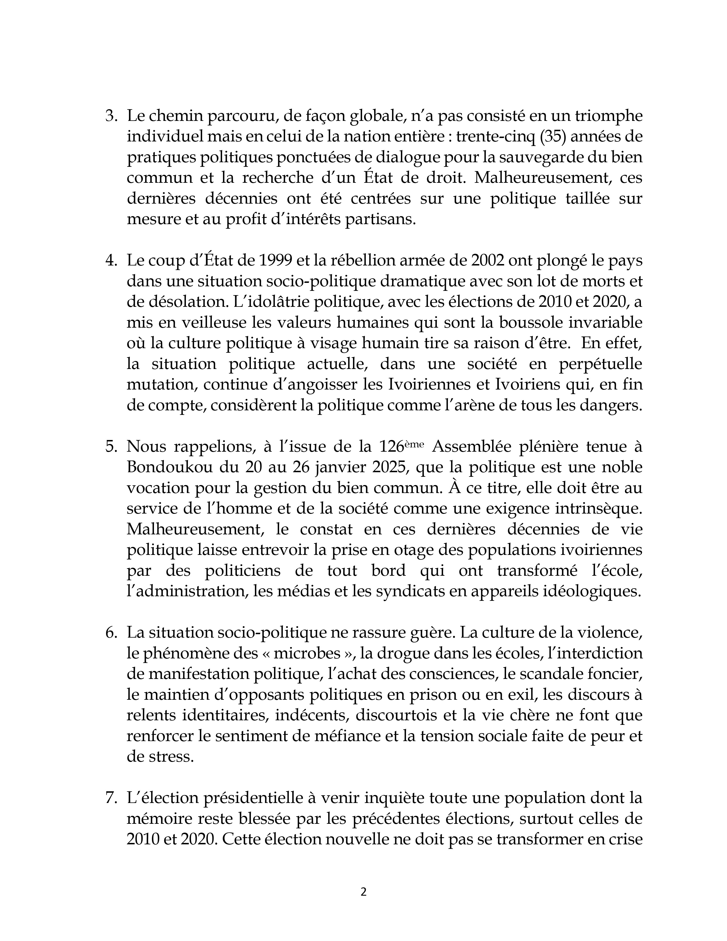 La conf�rence de ce lundi 24 mars 2025 anim�e par Son Excellence Mgr Marcelin YAO KOUADIO.